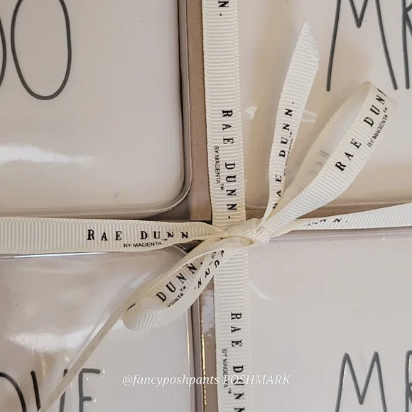 new!RAE DUNN white wedding engagement anniversary coaster 4 piece set sealed - Picture 7 of 12